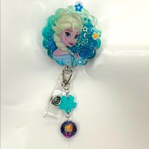 New cute Elsa Blue Badge Reel with cute charms